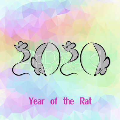 Rat, mouse chinese horoscope animal sign. The vector art image in decorative style
