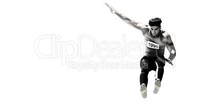 Sportsman jumping on a white background