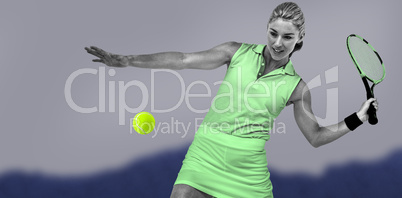 Composite image of athlete playing tennis with a racket