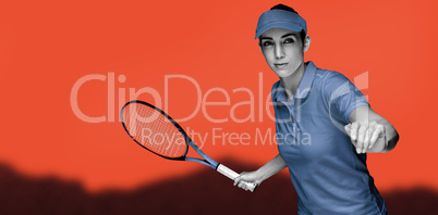 Composite image of female athlete playing tennis