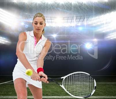 Composite image of athlete playing tennis with a racket