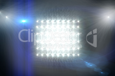 Digitally generated image of Spotlights against black background
