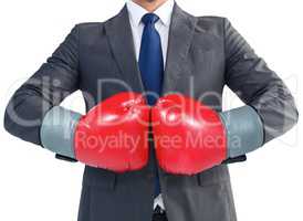 Businessman with boxing gloves