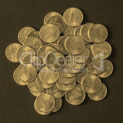 Dollar coins 1 cent wheat penny cent - vintage