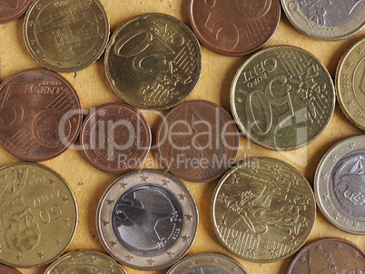 Euro coins flat lay Euro coins flat lay