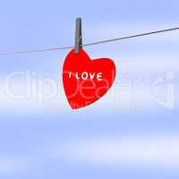 Heart hanging on the clothesline