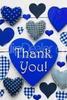 Vertical Card With Blue Heart Texture, Thank You