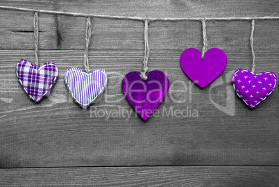 Loving Greeting Card With Purple Hearts