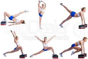 Shaping. Photo set of blonde exercising on stepper