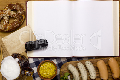 Sausages, pretzels, beer and a book
