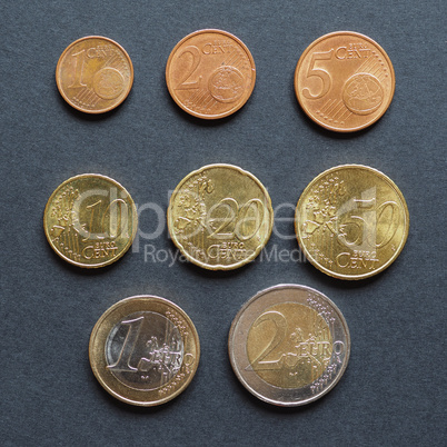 Euro coins flat lay
