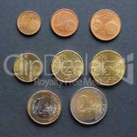 Euro coins flat lay