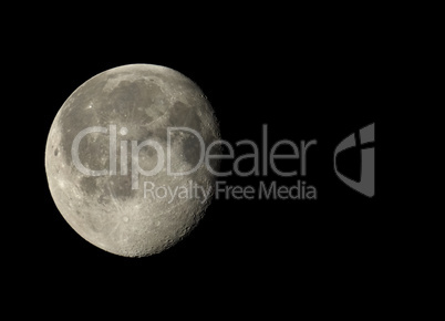 Waning gibbous moon with copy space