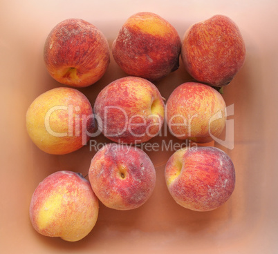 Many peach fruits