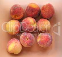 Many peach fruits