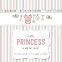 shabby chic baby girl shower card