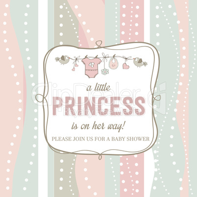 shabby chic baby girl shower card