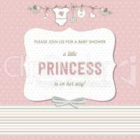 shabby chic baby girl shower card