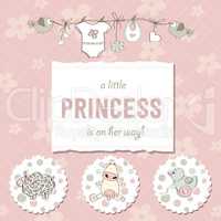 shabby chic baby girl shower card