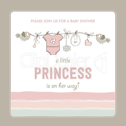 shabby chic baby girl shower card