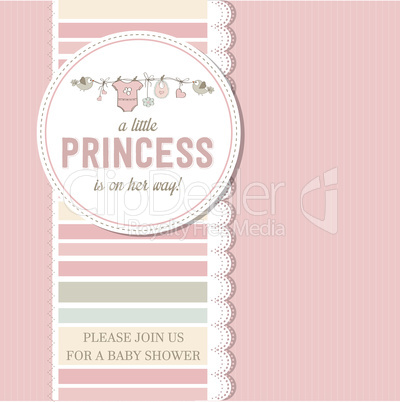shabby chic baby girl shower card