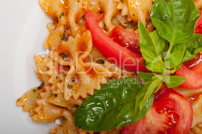 Italian pasta farfalle butterfly bow-tie and tomato sauce