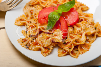 Italian pasta farfalle butterfly bow-tie and tomato sauce