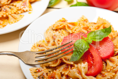 Italian pasta farfalle butterfly bow-tie and tomato sauce