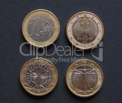 Euro coins of many countries