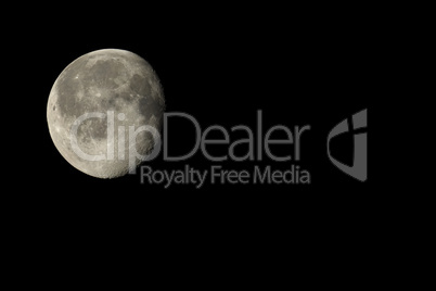 Waning gibbous moon with copy space