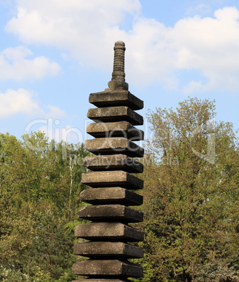 stone column in japan garden