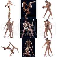 Nude. Photo set of sensual acrobats posing in pair