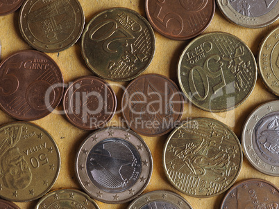 Euro coins flat lay