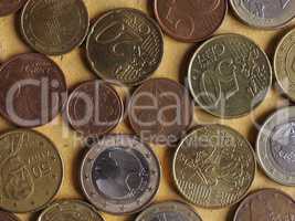 Euro coins flat lay