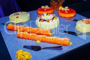 Different delicious desserts and cakes .