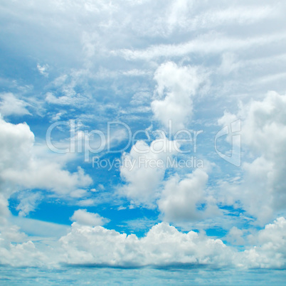 blue sky and white cumulus clouds