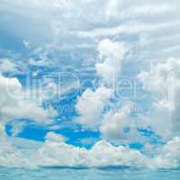 blue sky and white cumulus clouds