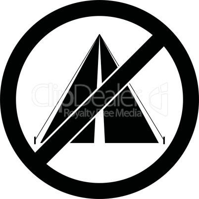 No bivouac, camping prohibited symbol. Vector.