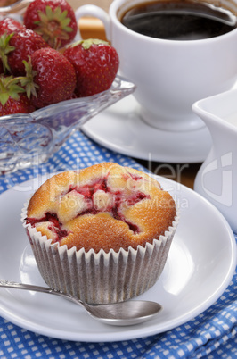 Muffin with strawberries