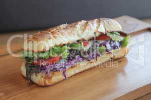Delicious meaty beef and vegetable sandwich