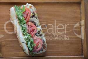 Open faced vegetable and steak sandwich