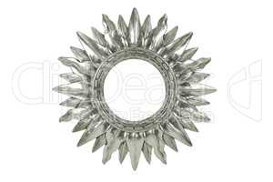 Metallic silver mirror sun burst design isolated on a white back