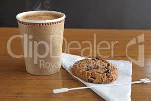 Coffee and Cookie, empty space for cup branding and copy