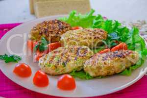 Vegetable cutlets coated in oatmeal