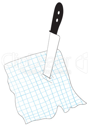 Knife stuck into a piece of paper