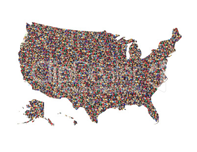 map of USA with people isolated