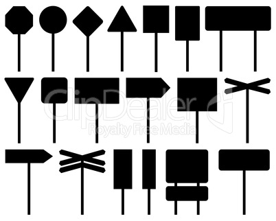 Set of different road signs