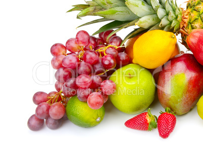 set of fruits isolated on white background