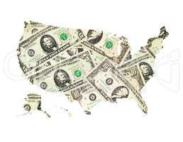 map of United States of America from dollars