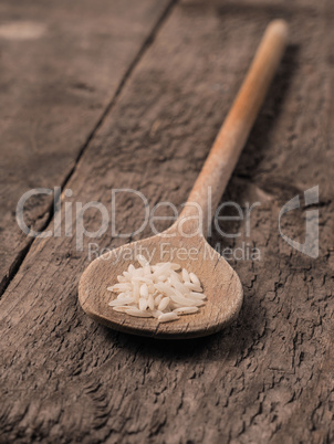 Rice on a wooden spoon